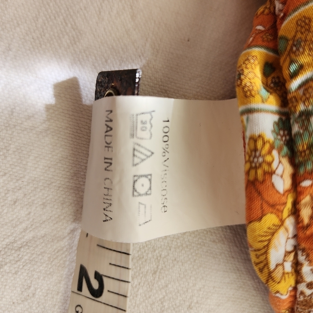 VCAY Floral Print Lantern Sleeve Cream & Green Color Women's Top Size XL - Picture 5 of 5